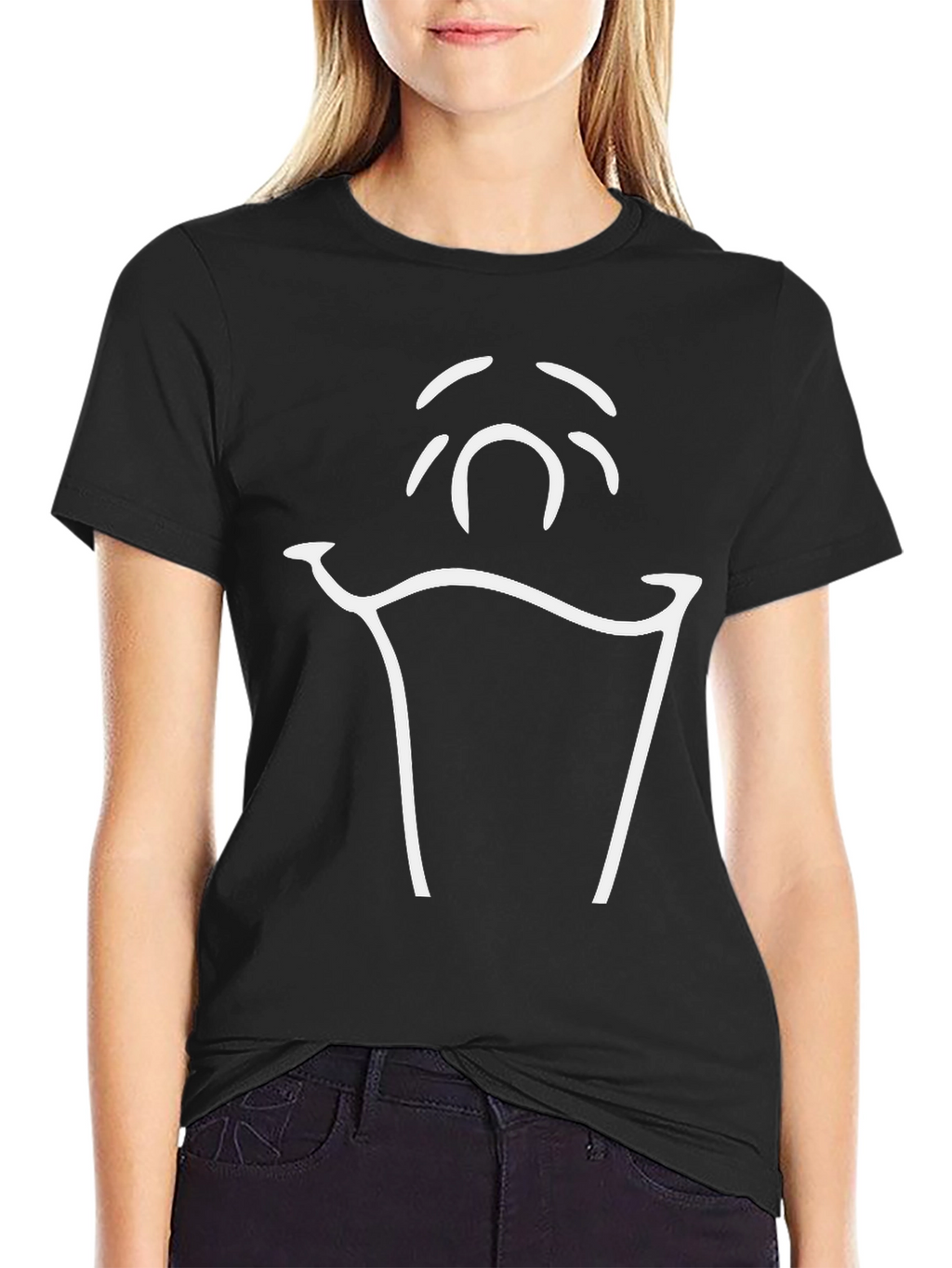 Minimalist Ghost Graphic Black T-Shirt