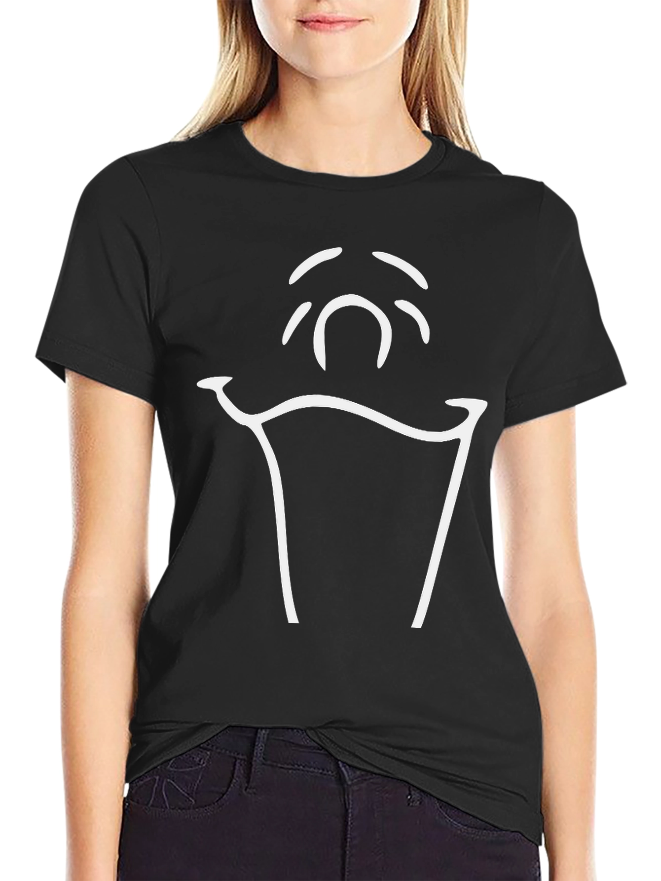 Minimalist Ghost Graphic Black T-Shirt