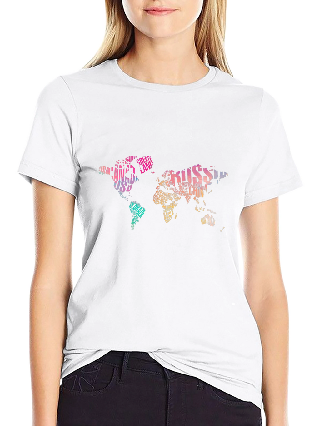 World Map Graphic Tee - Country Names T-Shirt