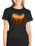 Deer Forest Graphic Tee - Nature Lovers Shirt