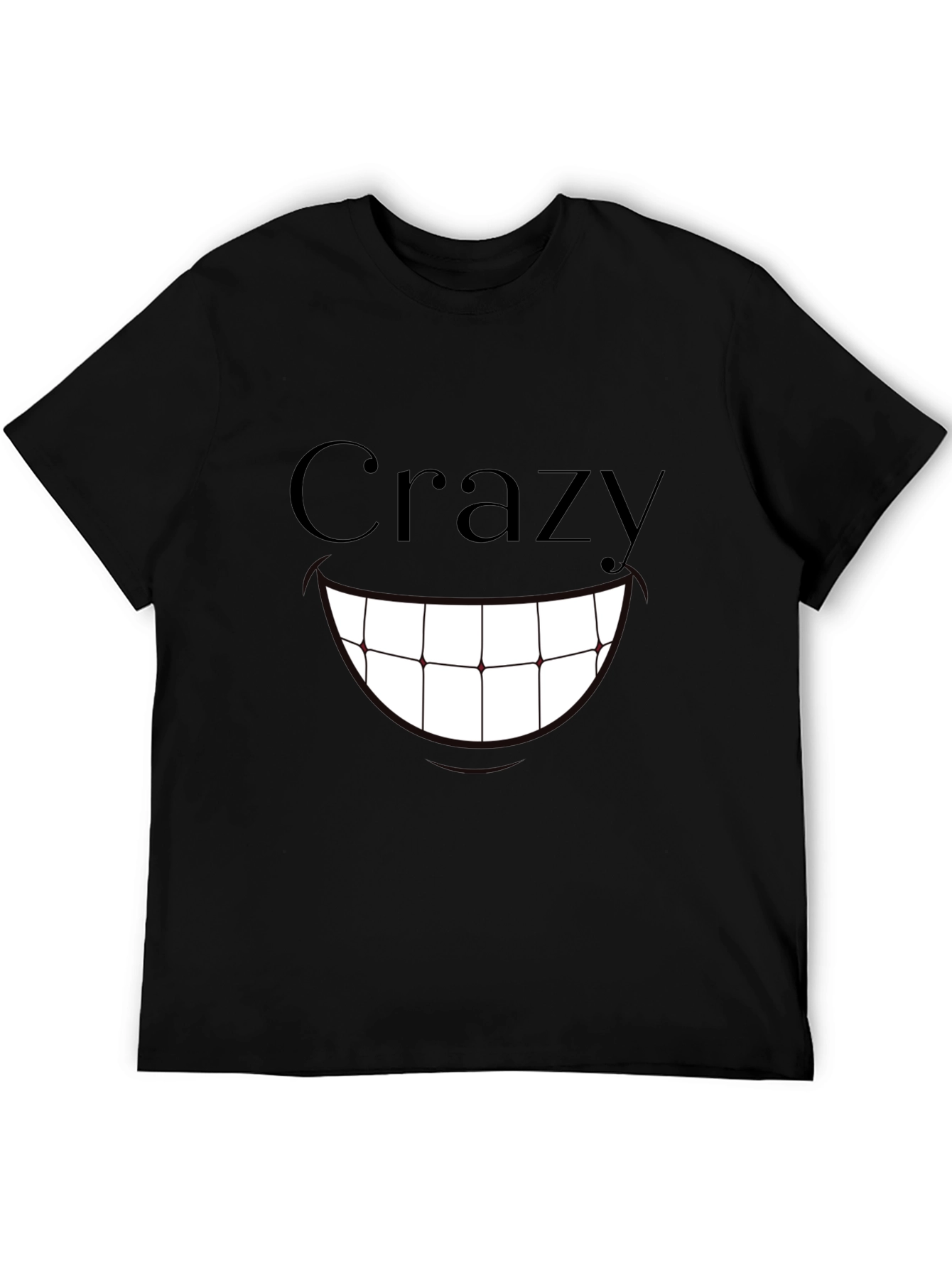 Crazy Smile Graphic Print T-Shirt - Black