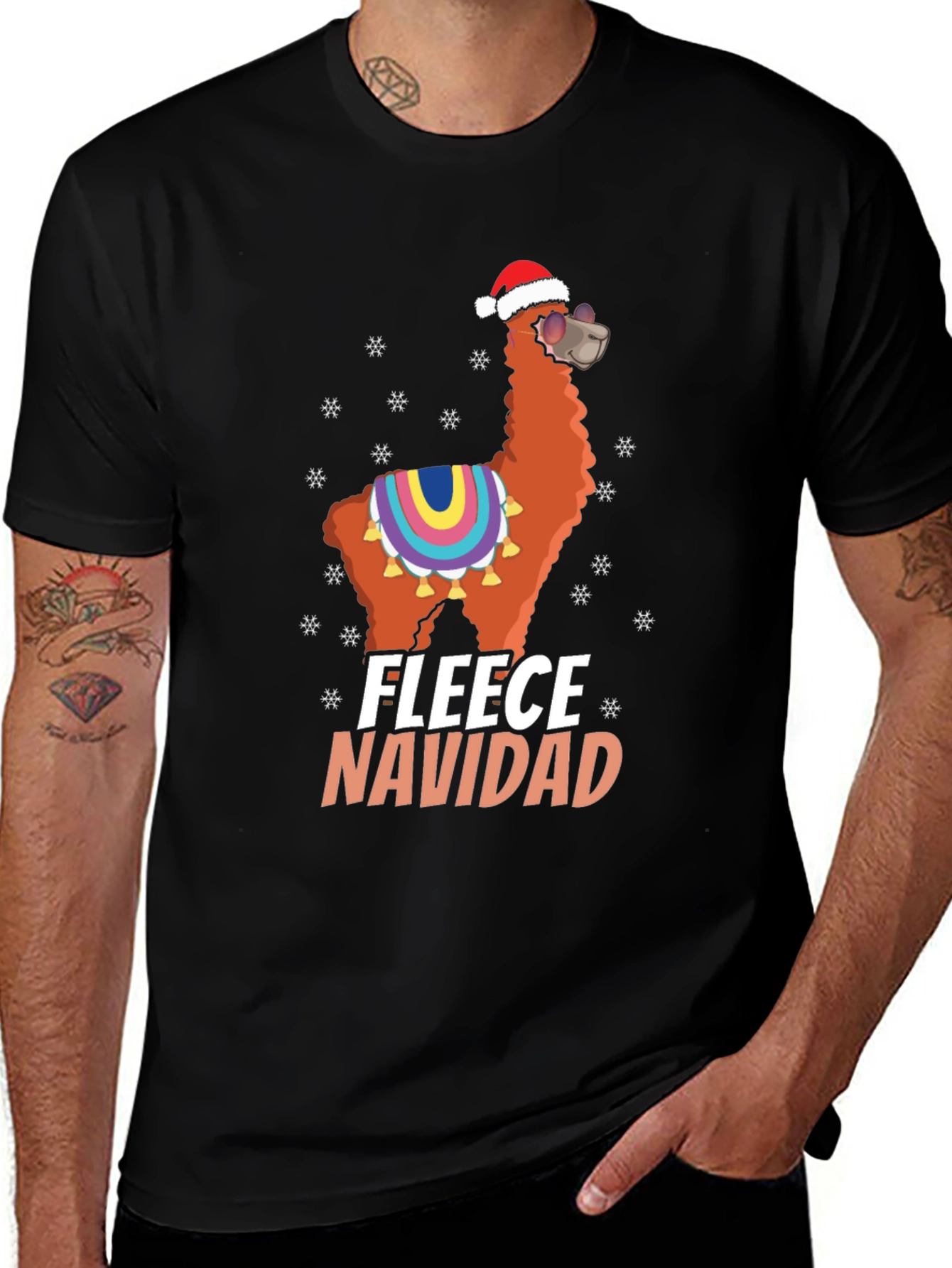 Fleece Navidad T-Shirt - Festive Llama Tee