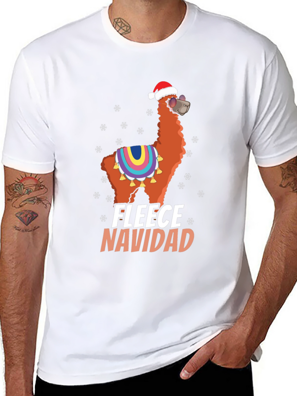 Fleece Navidad T-Shirt - Festive Llama Tee