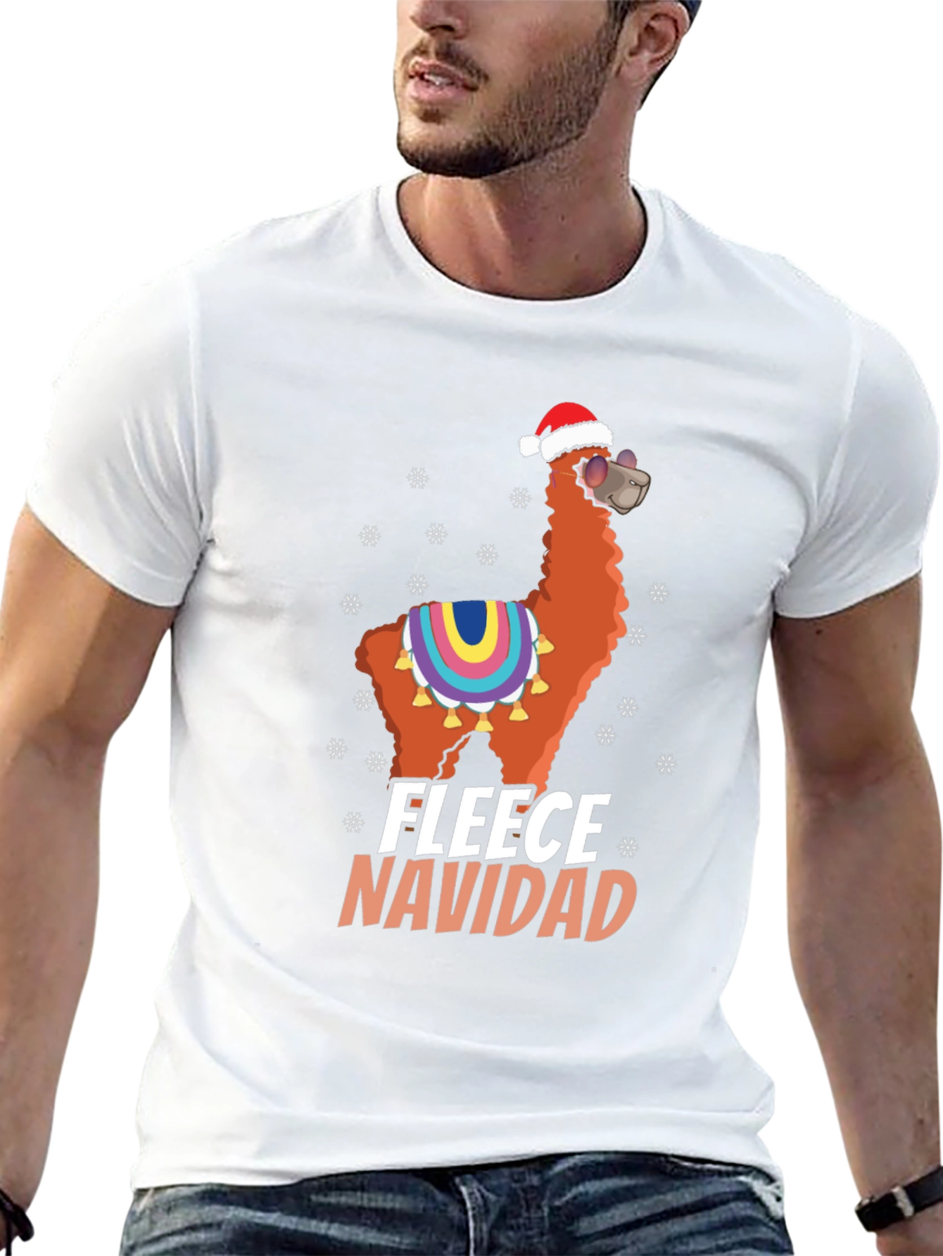 Fleece Navidad T-Shirt - Festive Llama Tee
