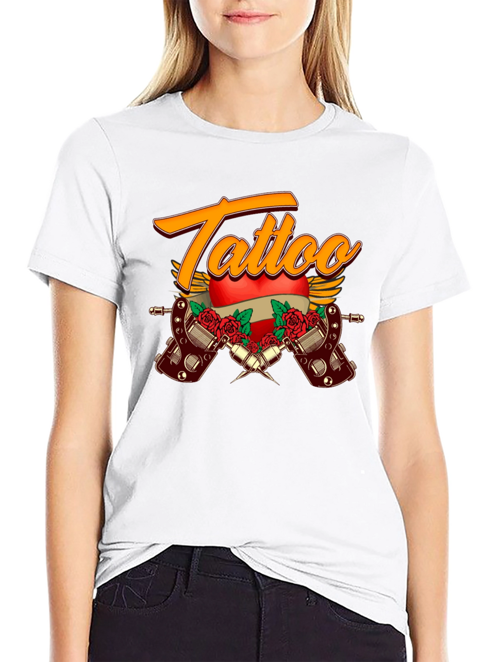 Tattoo Design Black Cotton T-Shirt