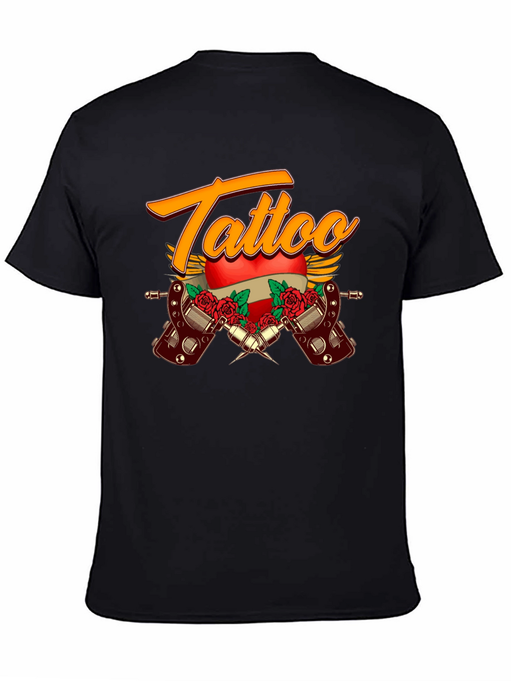 Tattoo Design Black Cotton T-Shirt