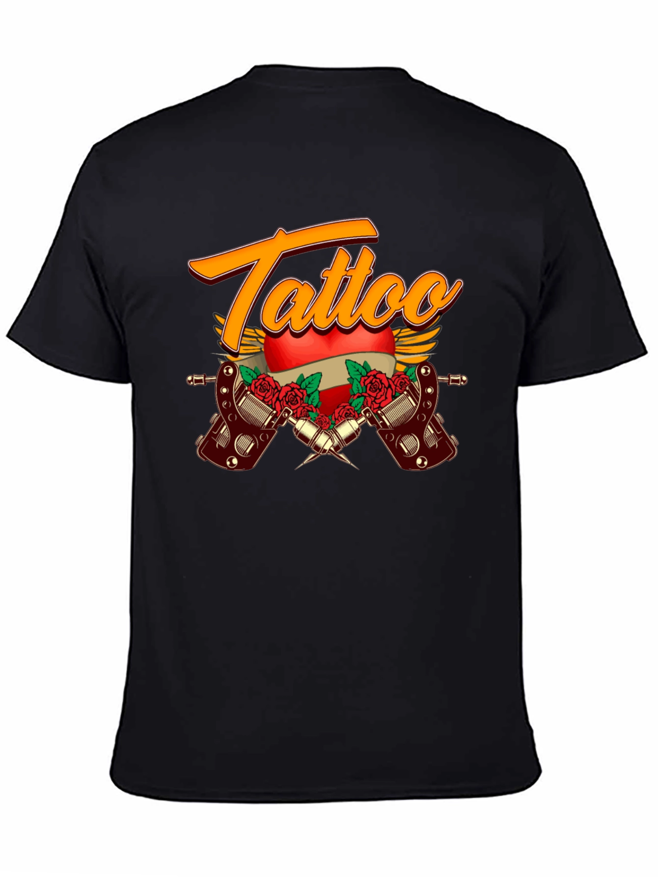 Tattoo Design Black Cotton T-Shirt