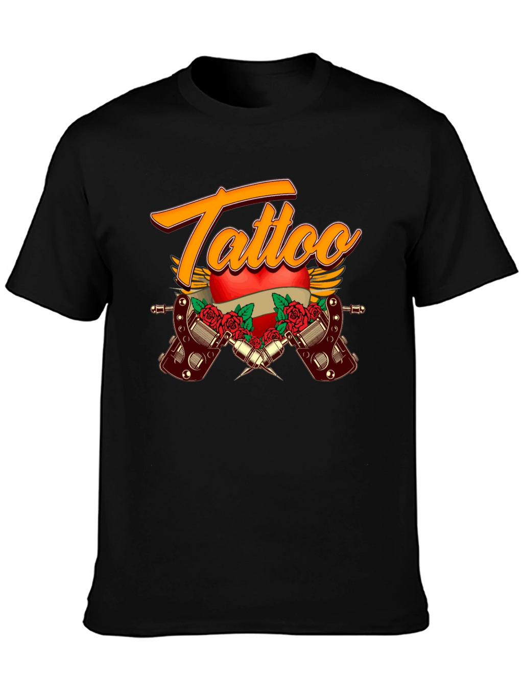 Tattoo Design Black Cotton T-Shirt
