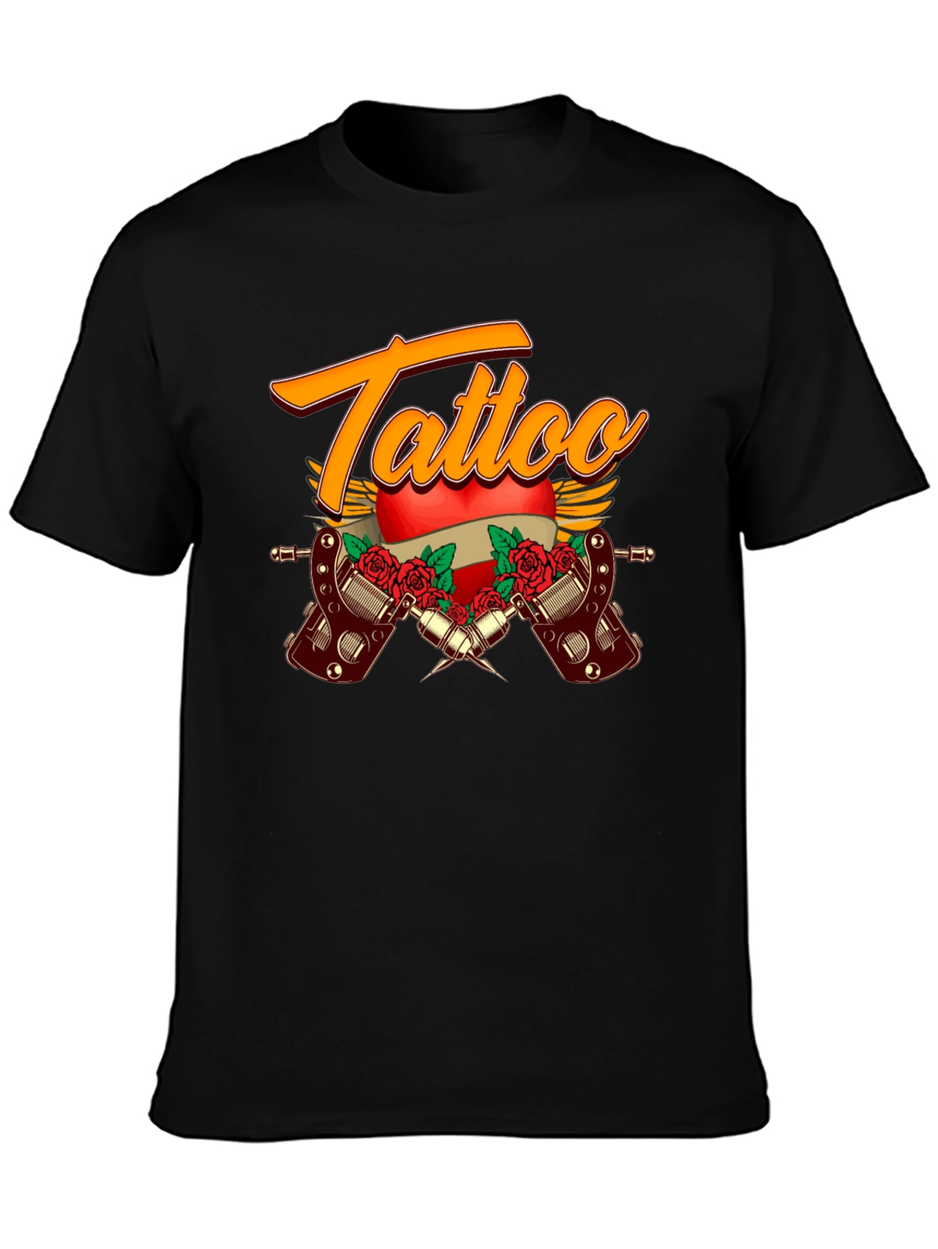 Tattoo Design Black Cotton T-Shirt