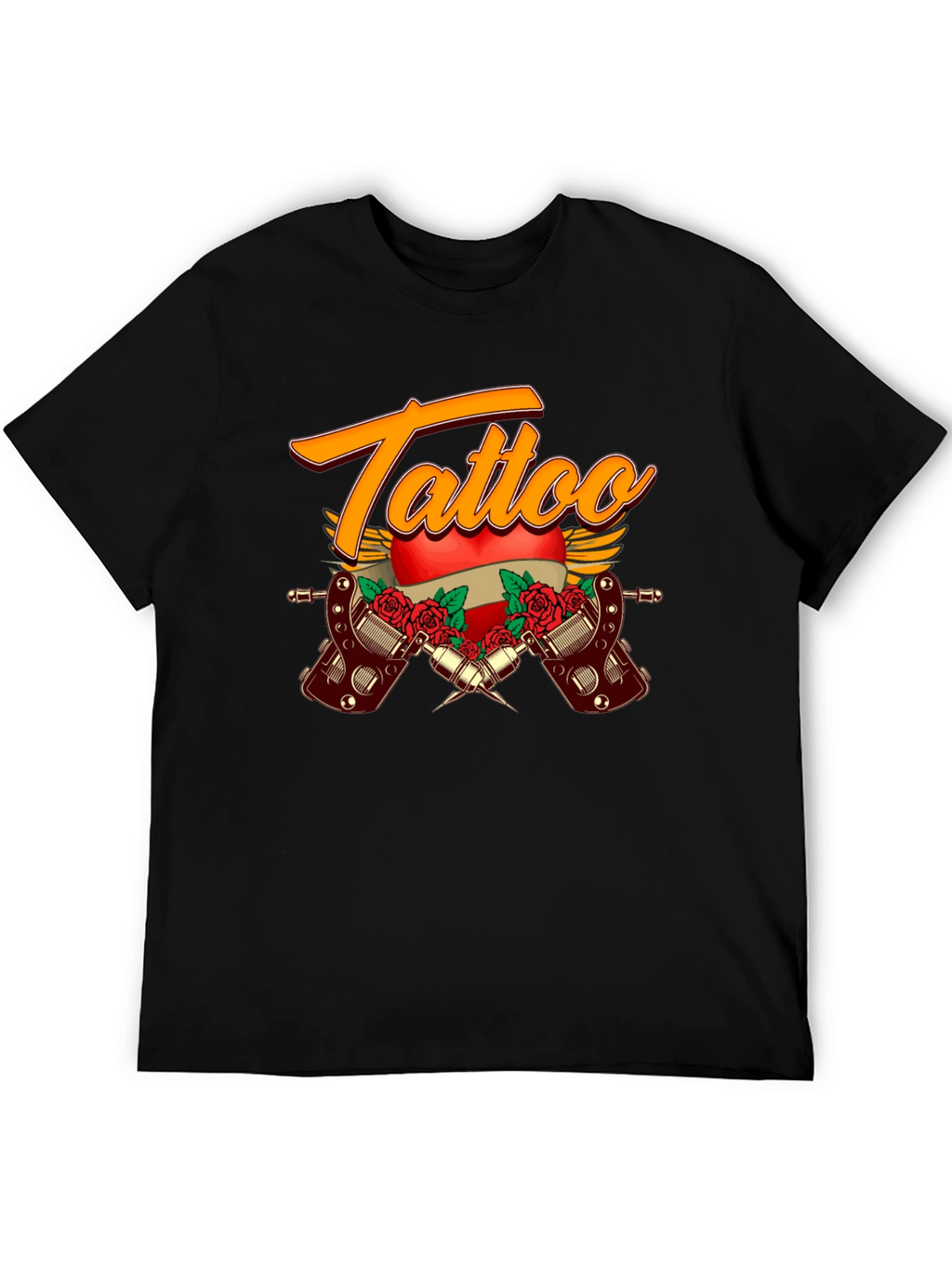 Tattoo Design Black Cotton T-Shirt