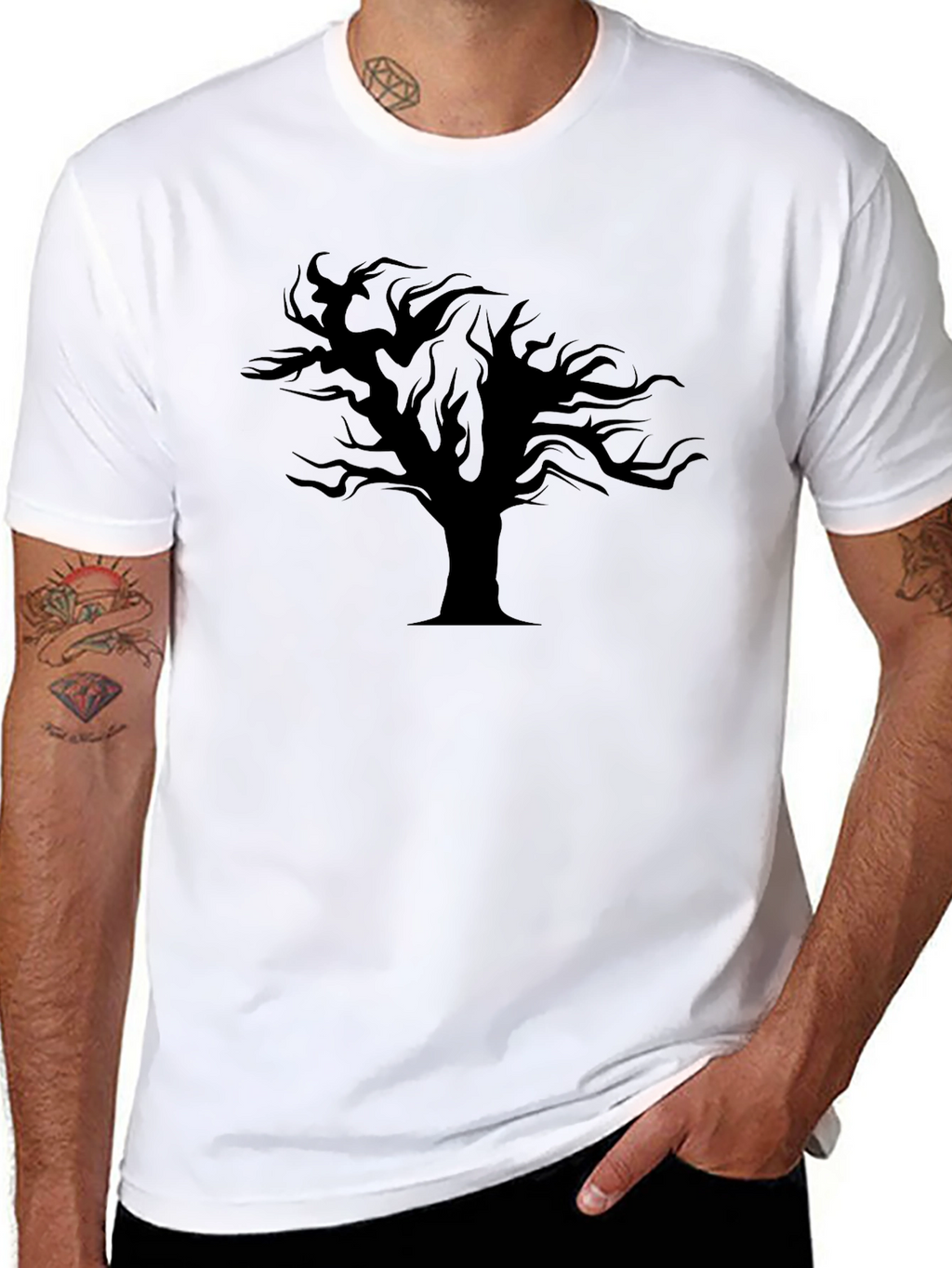 Mens Black Tree Graphic Tee - Stylish & Unique