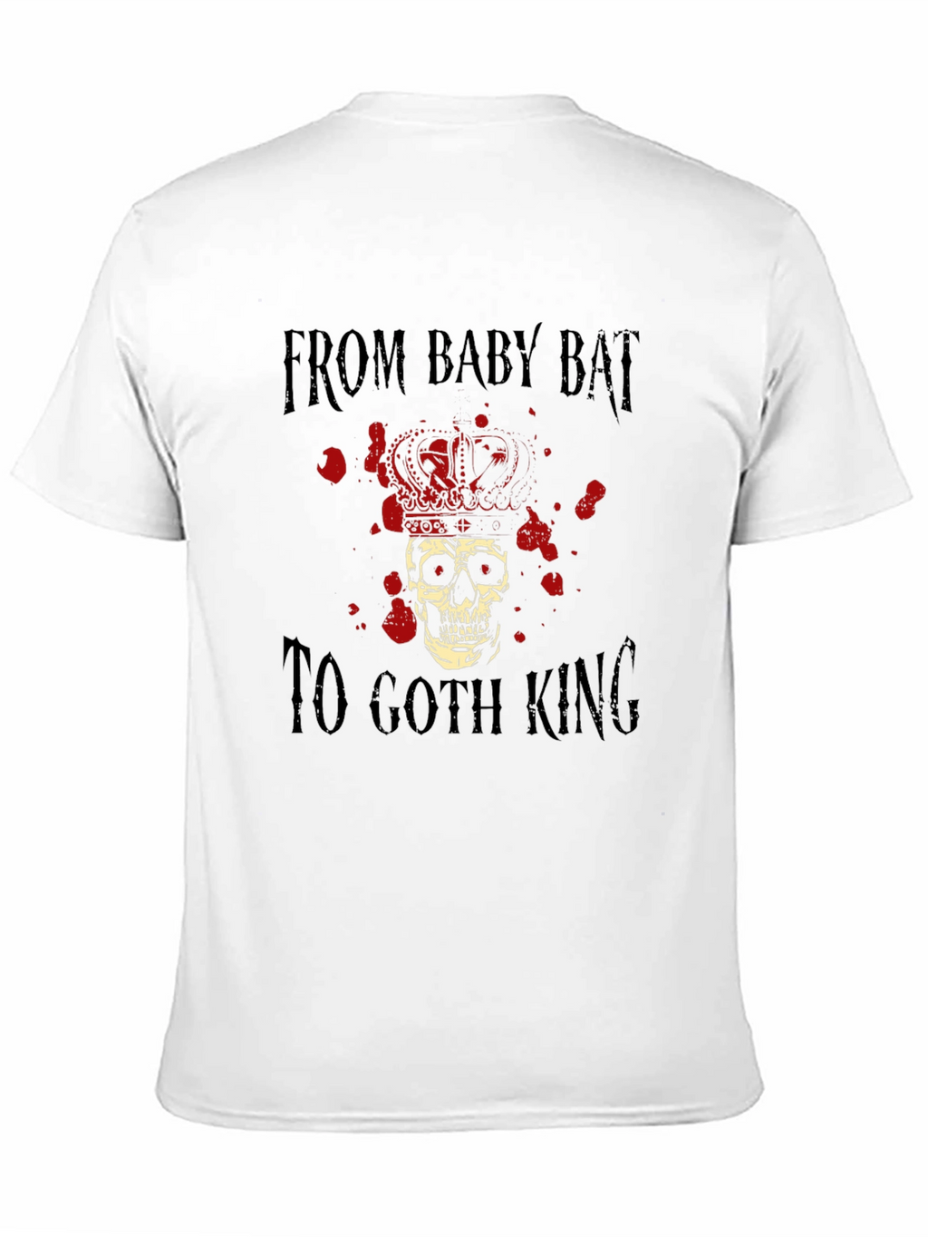 Goth King Skull Crown Graphic Black T-Shirt