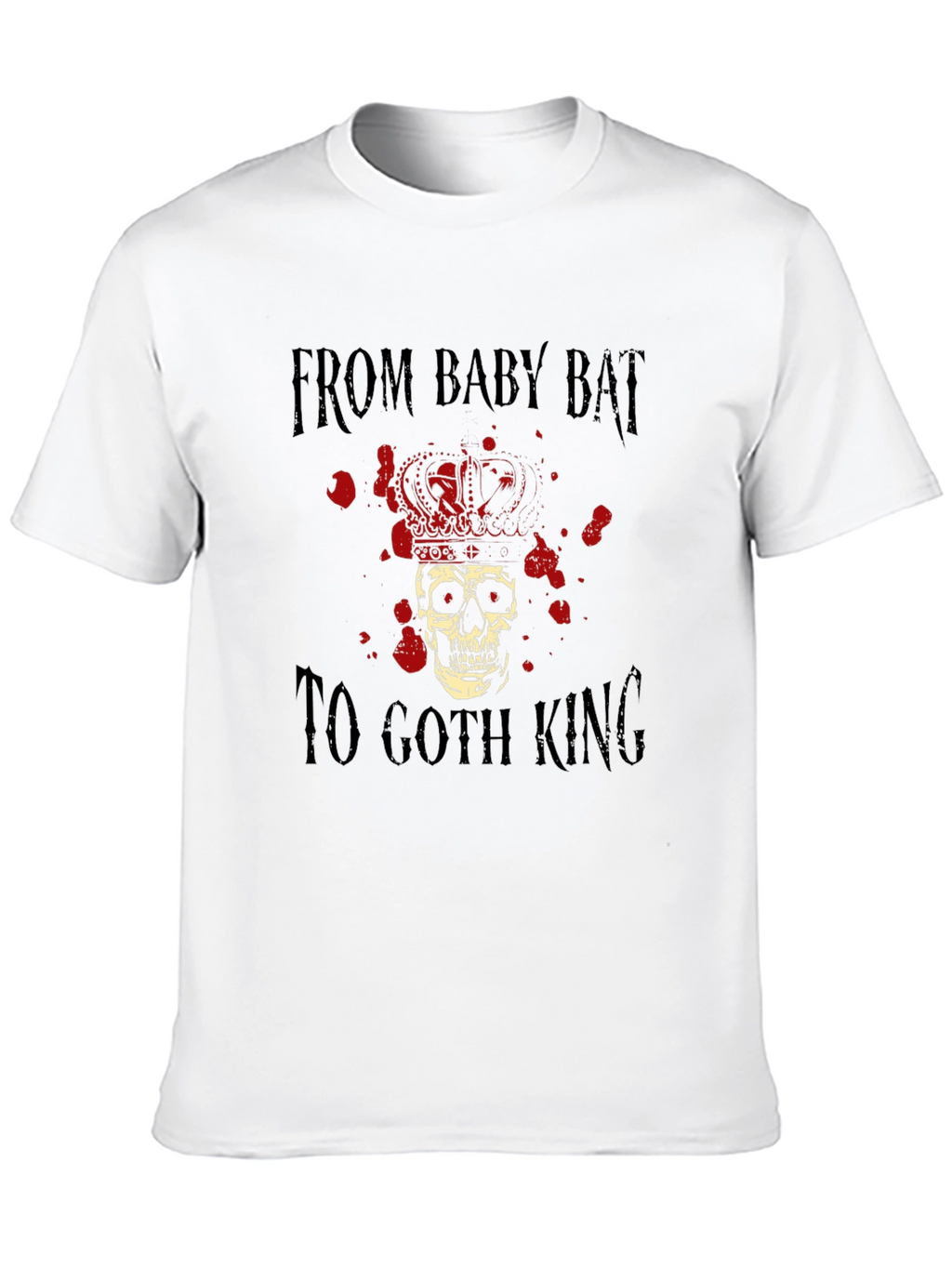 Goth King Skull Crown Graphic Black T-Shirt