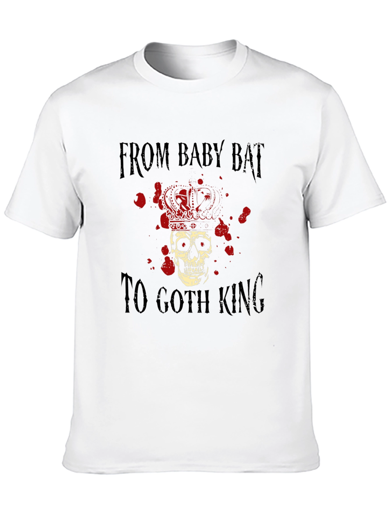 Goth King Skull Crown Graphic Black T-Shirt