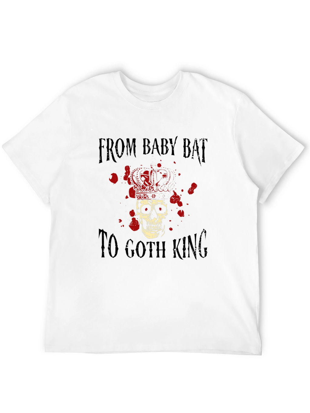 Goth King Skull Crown Graphic Black T-Shirt