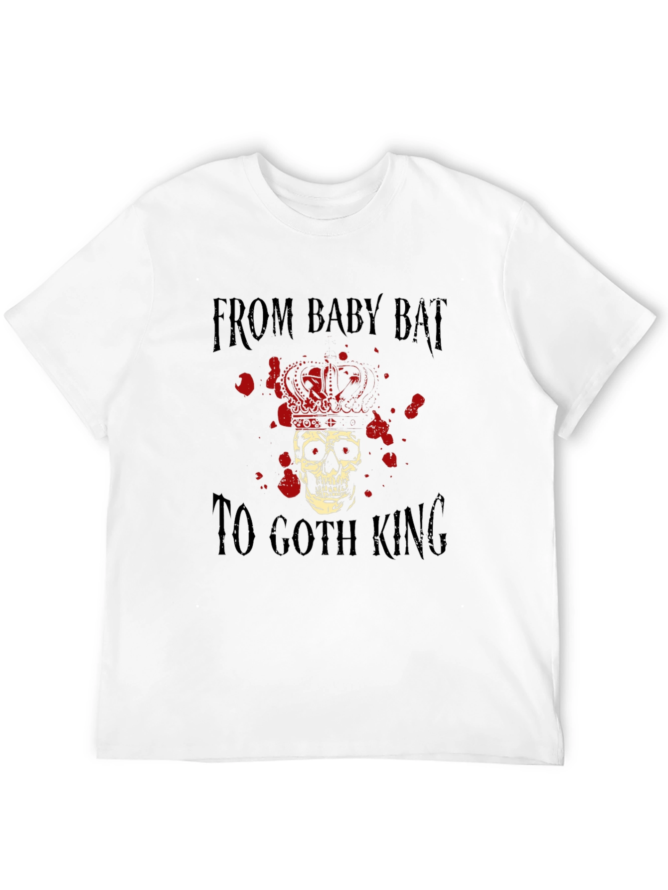Goth King Skull Crown Graphic Black T-Shirt