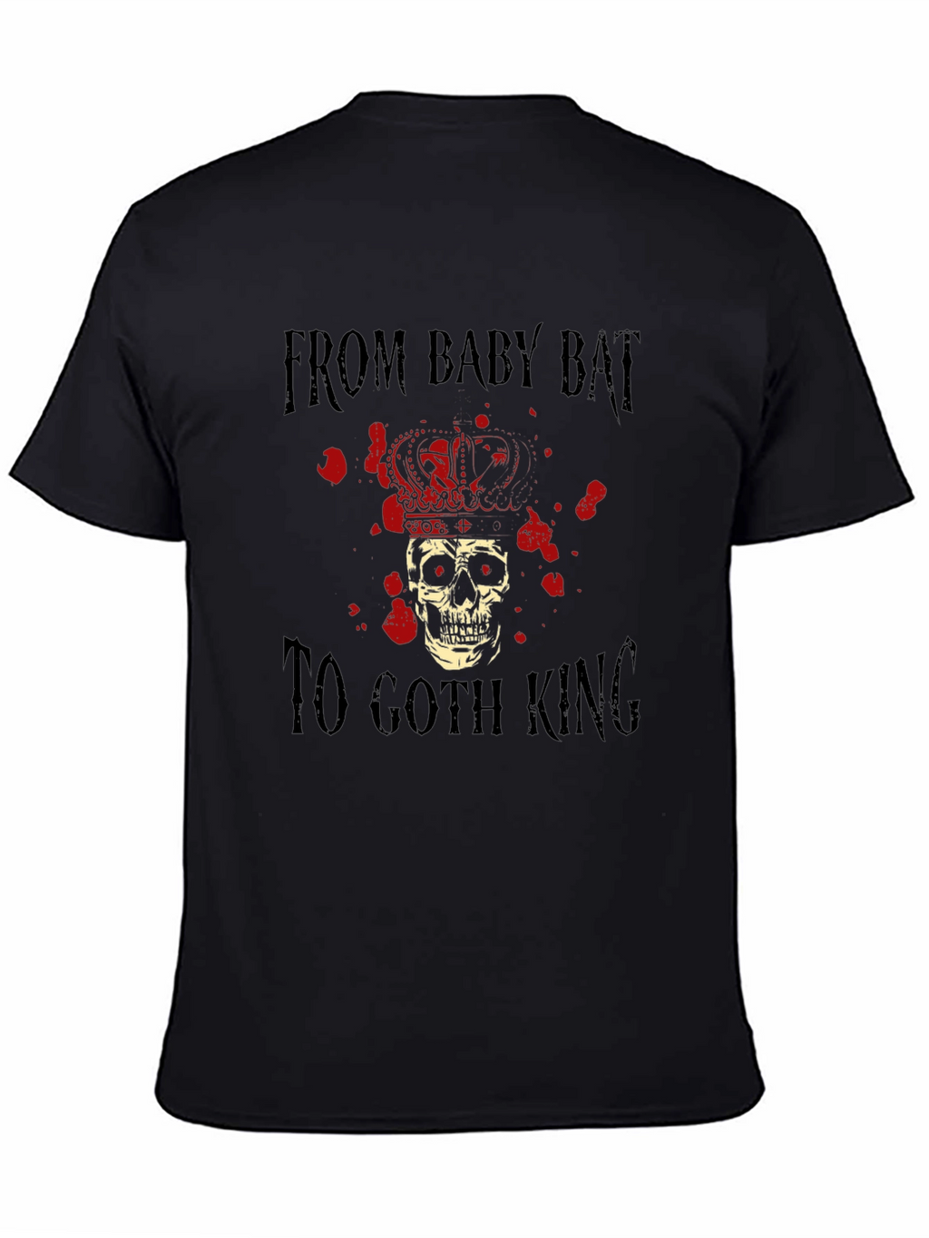 Goth King Skull Crown Graphic Black T-Shirt