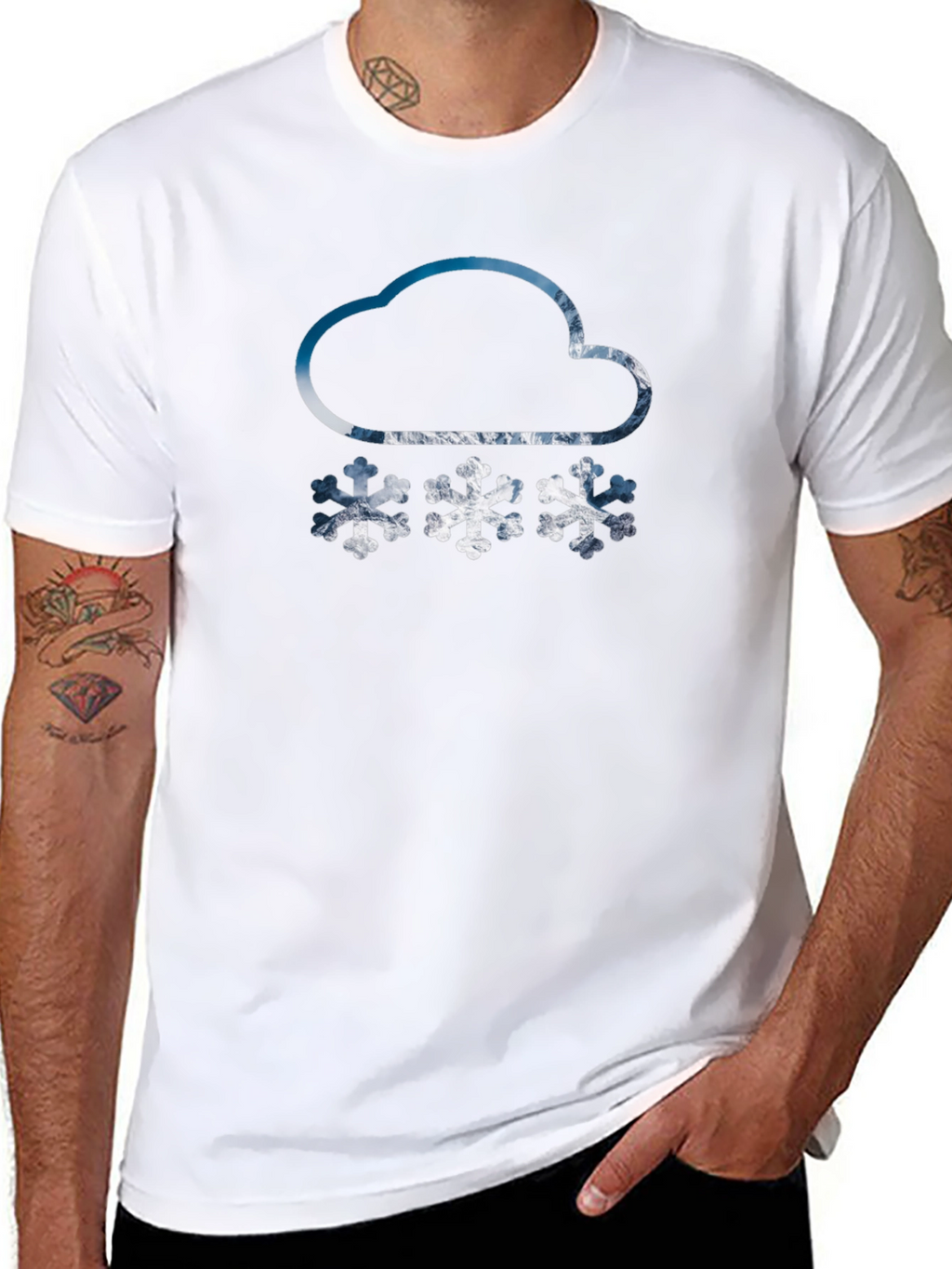 Snowy Cloud Graphic Tee - Black Cotton Blend