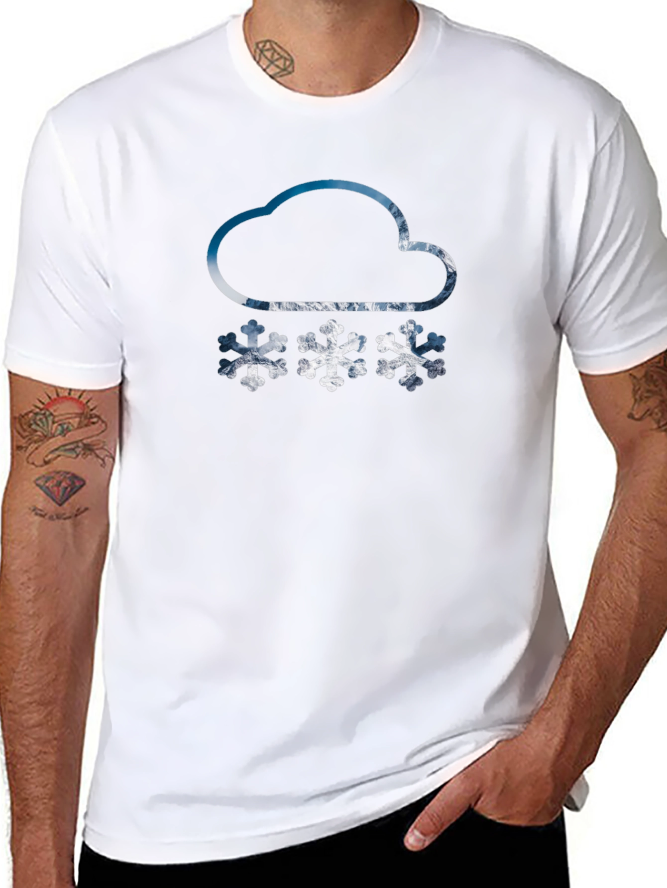 Snowy Cloud Graphic Tee - Black Cotton Blend