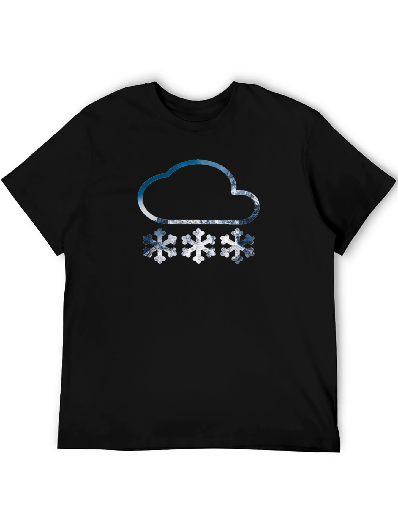 Snowy Cloud Graphic Tee - Black Cotton Blend