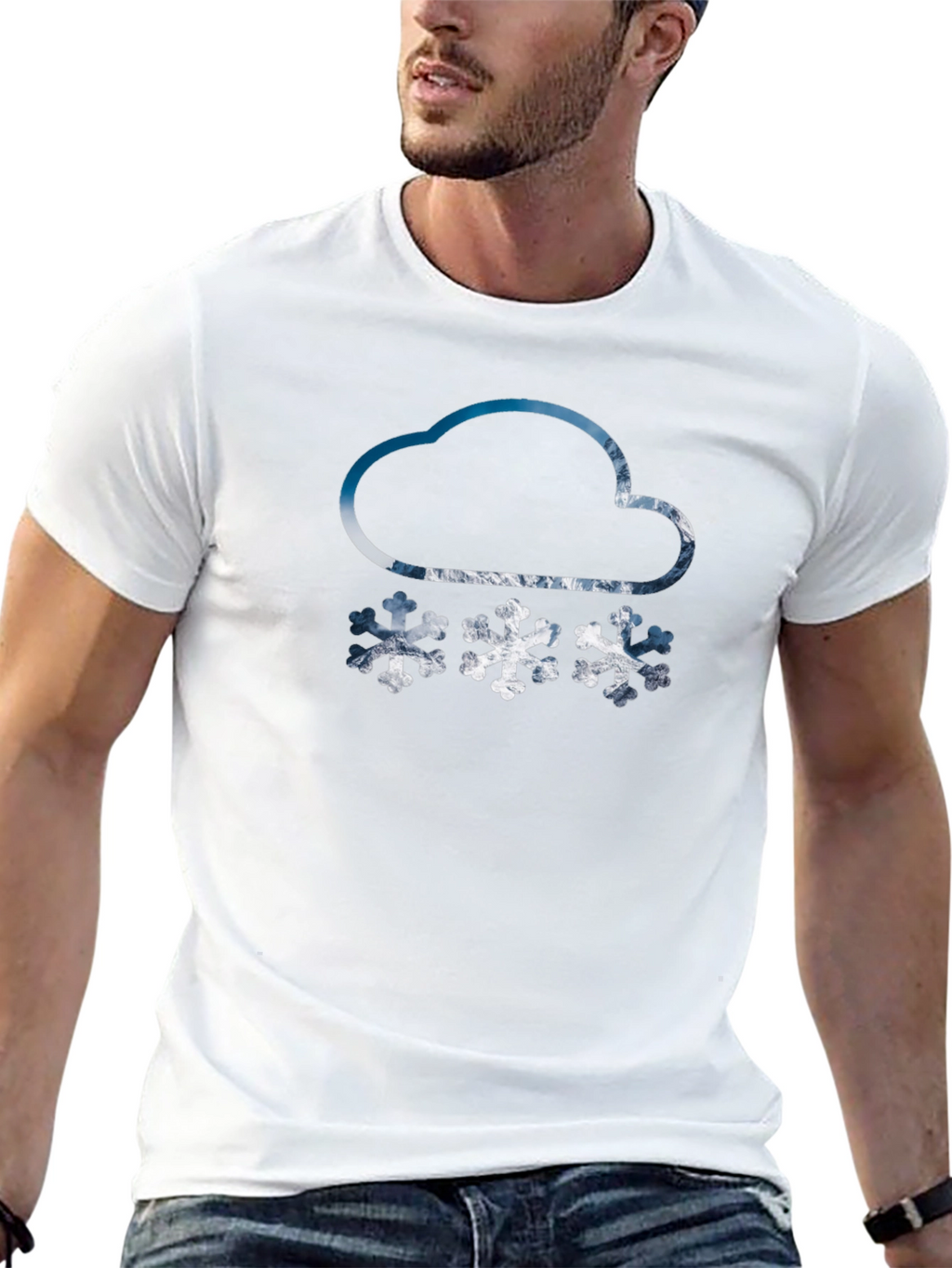 Snowy Cloud Graphic Tee - Black Cotton Blend