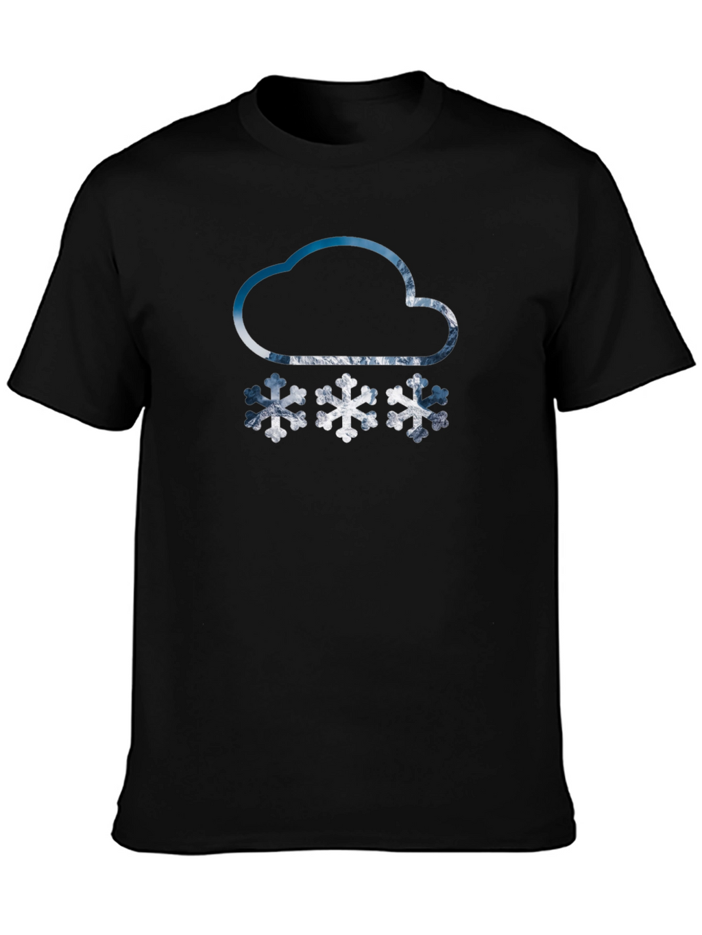 Snowy Cloud Graphic Tee - Black Cotton Blend