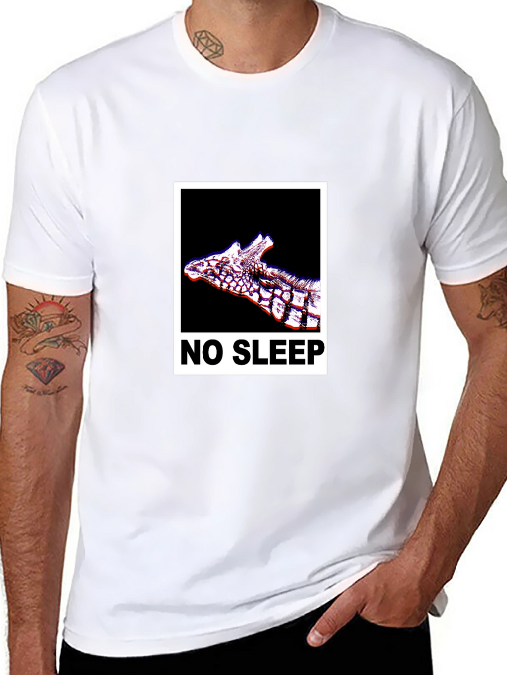 No Sleep Giraffe Graphic Tee - Black Cotton T-Shirt