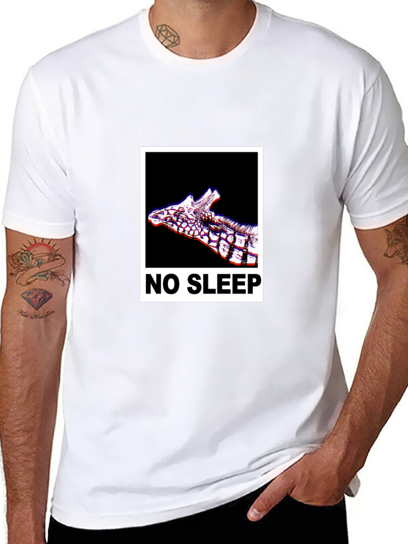 No Sleep Giraffe Graphic Tee - Black Cotton T-Shirt