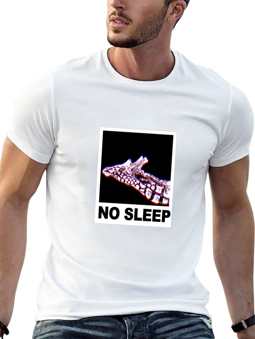 No Sleep Giraffe Graphic Tee - Black Cotton T-Shirt