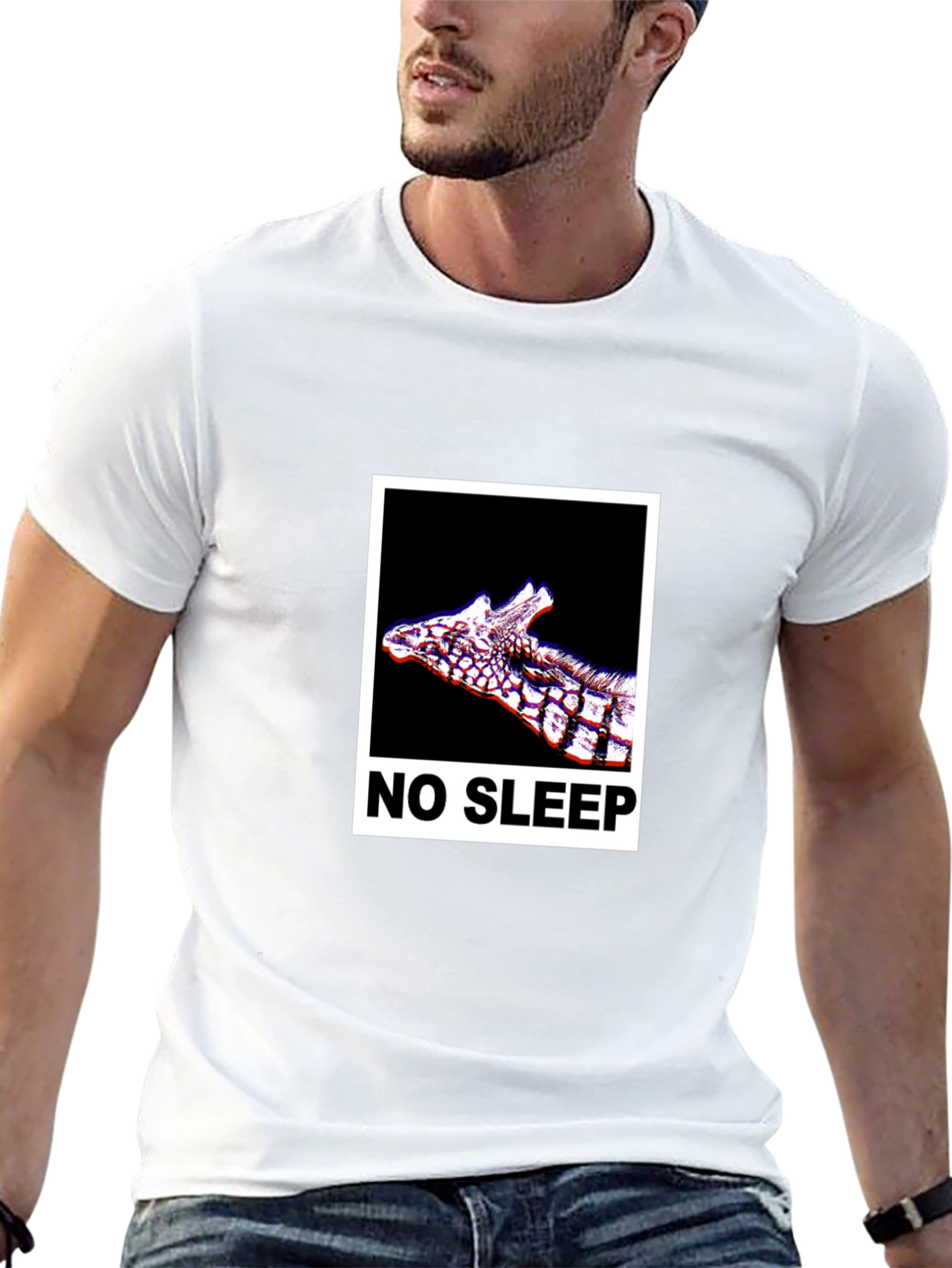 No Sleep Giraffe Graphic Tee - Black Cotton T-Shirt