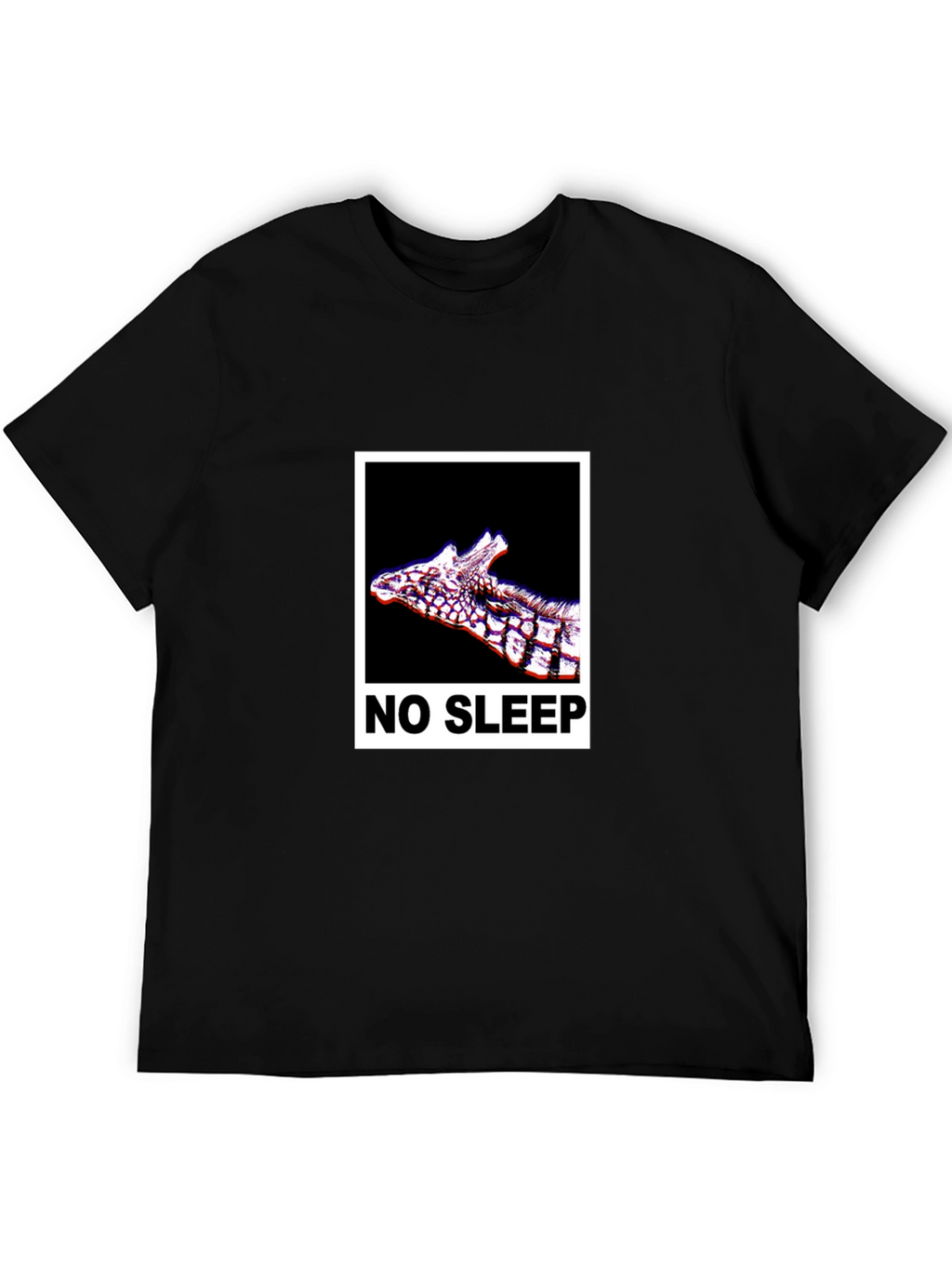 No Sleep Giraffe Graphic Tee - Black Cotton T-Shirt