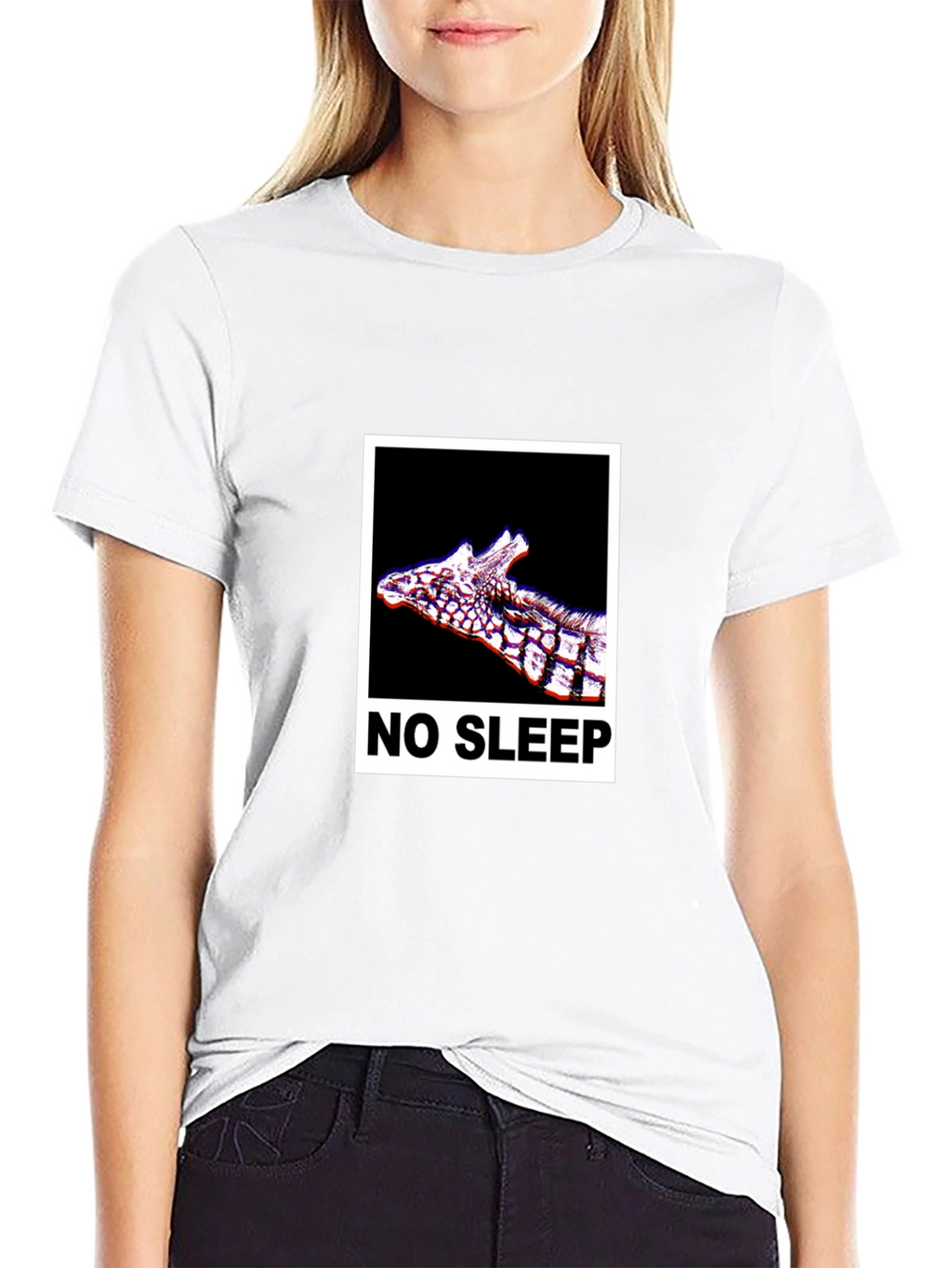 No Sleep Giraffe Graphic Tee - Black Cotton T-Shirt