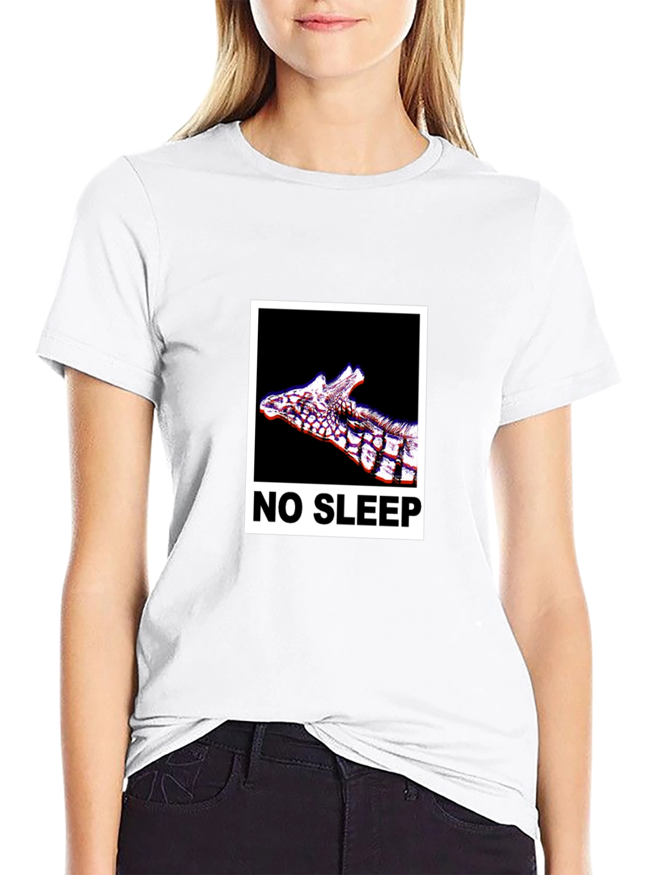 No Sleep Giraffe Graphic Tee - Black Cotton T-Shirt
