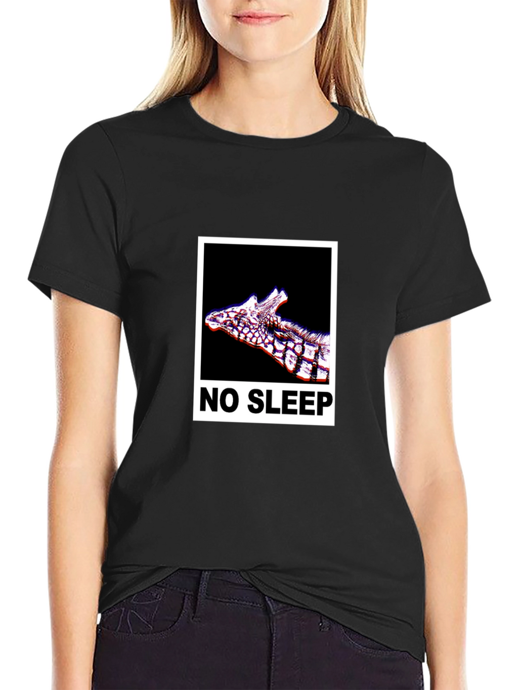 No Sleep Giraffe Graphic Tee - Black Cotton T-Shirt