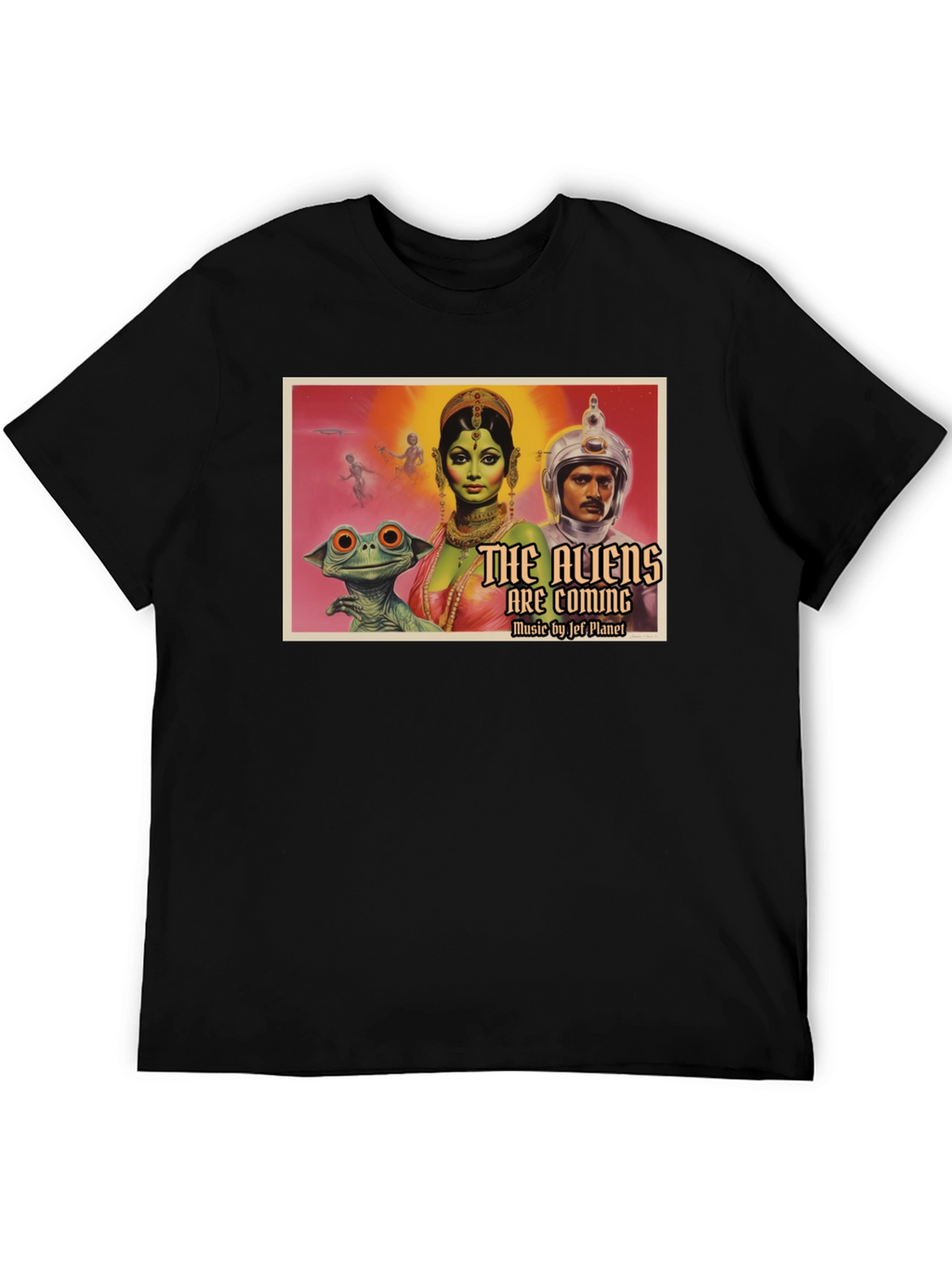 Retro Sci-Fi Alien Invasion Graphic T-Shirt