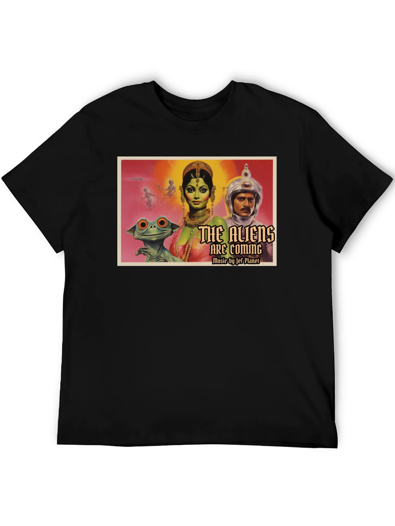 Retro Sci-Fi Alien Invasion Graphic T-Shirt