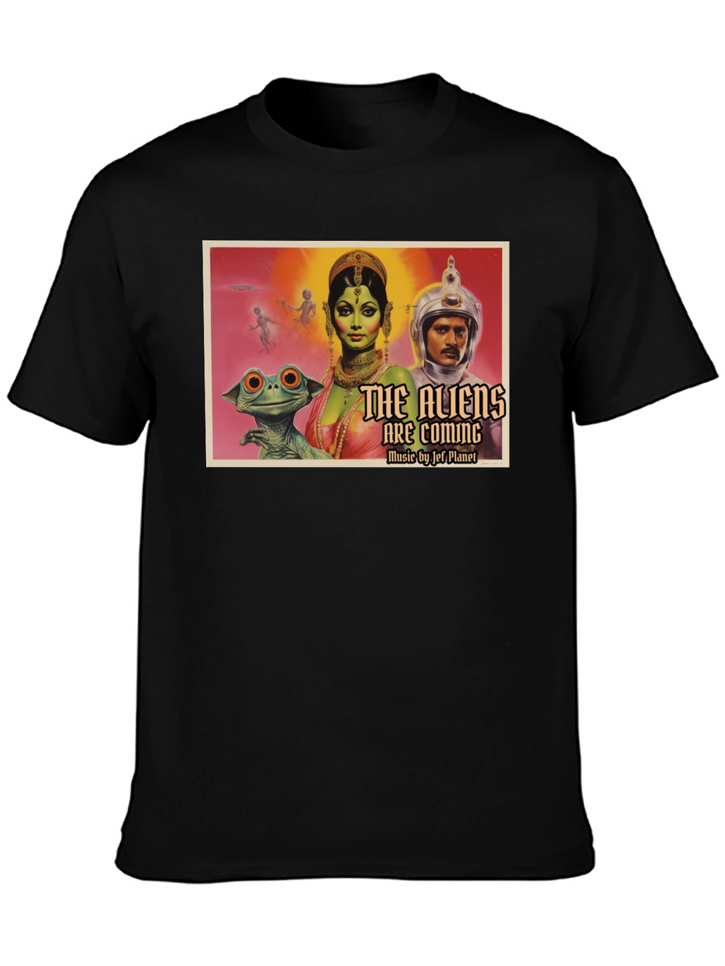 Retro Sci-Fi Alien Invasion Graphic T-Shirt