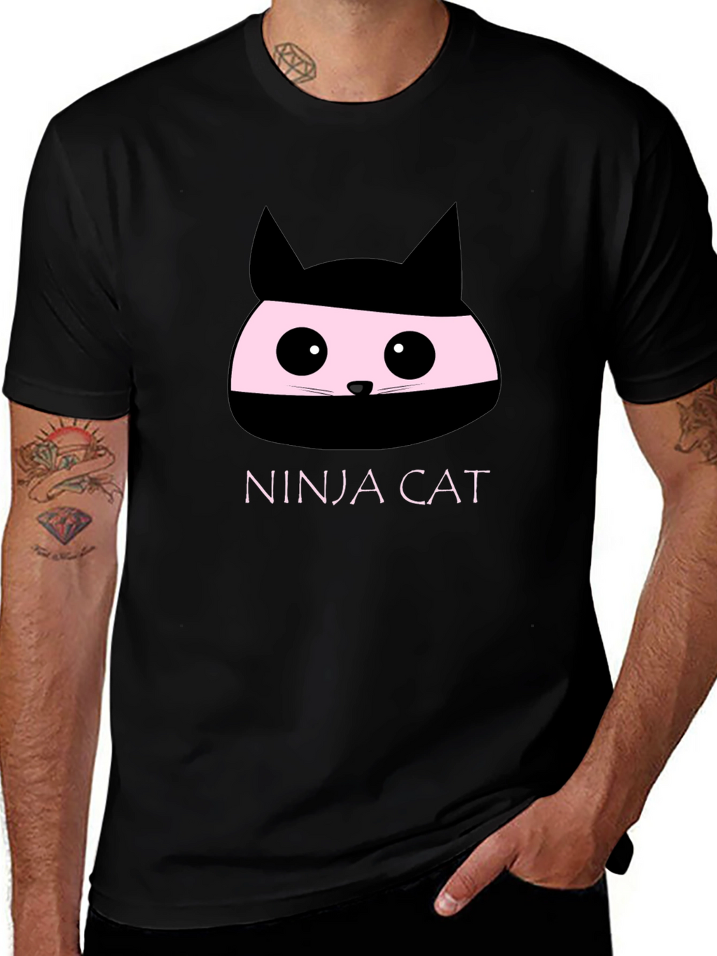 Ninja Cat Graphic T-Shirt - Funny Kitten Tee