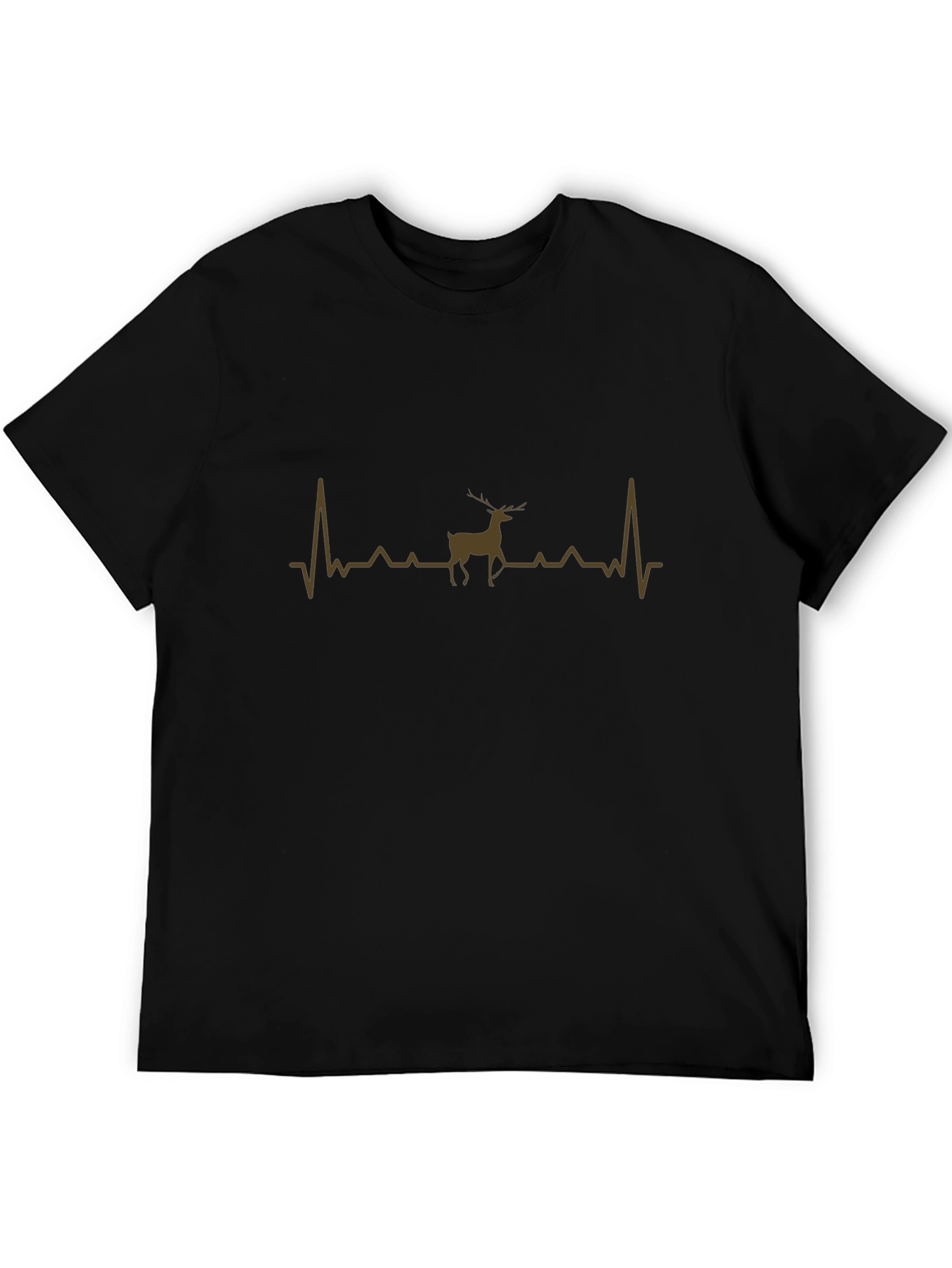 Deer Heartbeat Graphic Tee - Black Casual Shirt