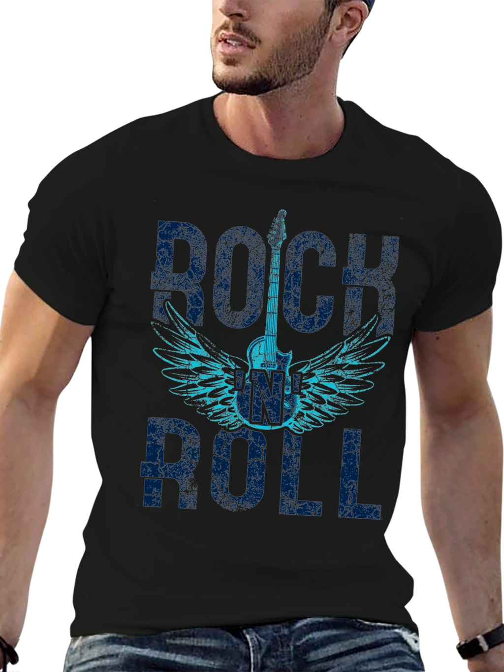 Rock and Roll Guitar Wings Graphic T-Shirt