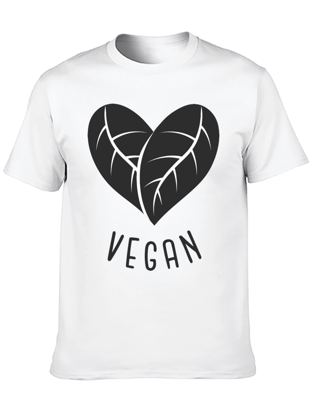 Vegan Heart Leaf T-Shirt - Black
