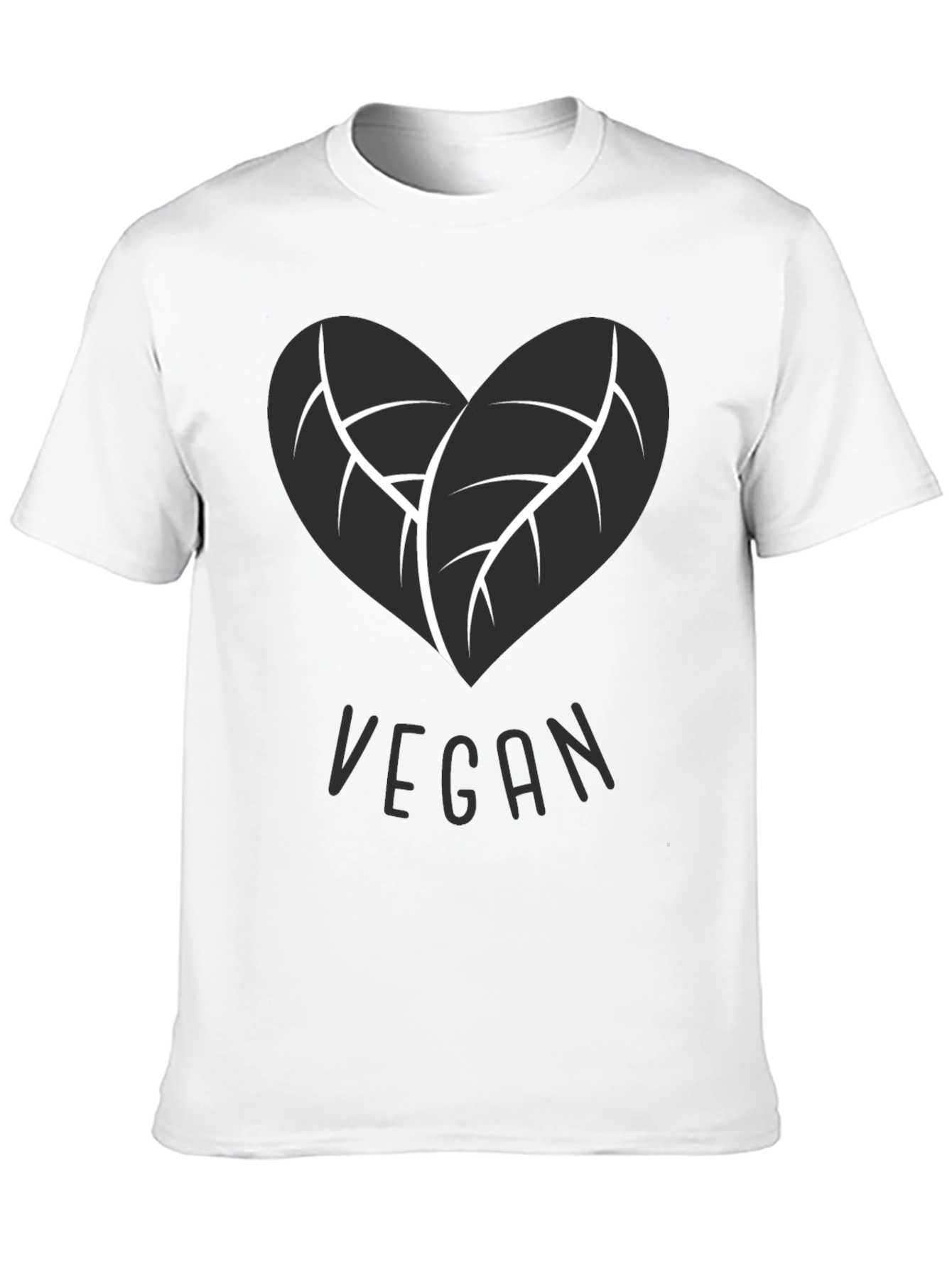 Vegan Heart Leaf T-Shirt - Black