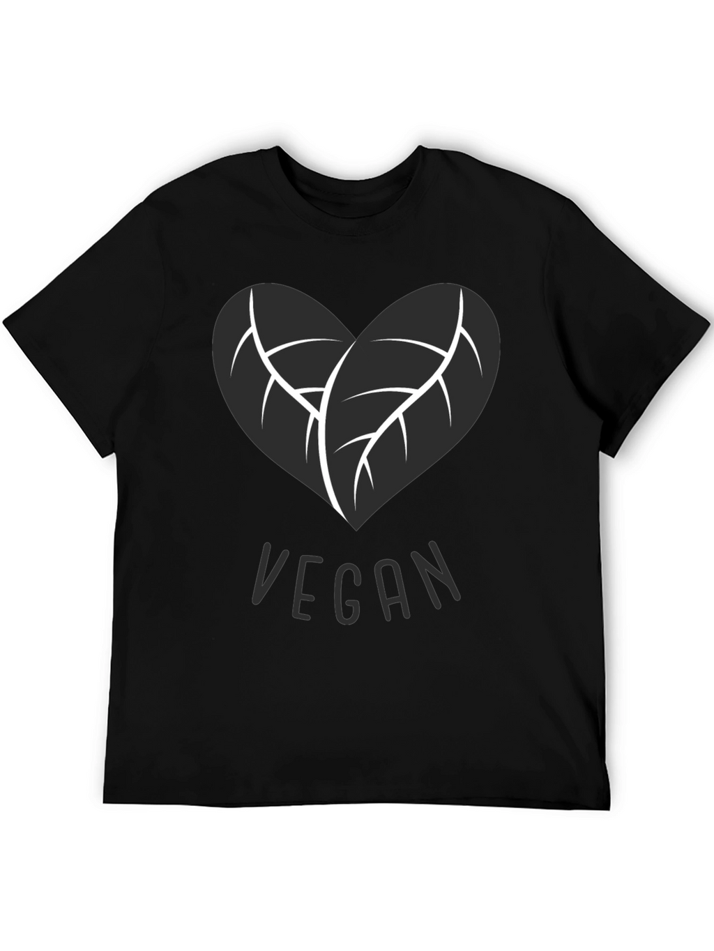 Vegan Heart Leaf T-Shirt - Black