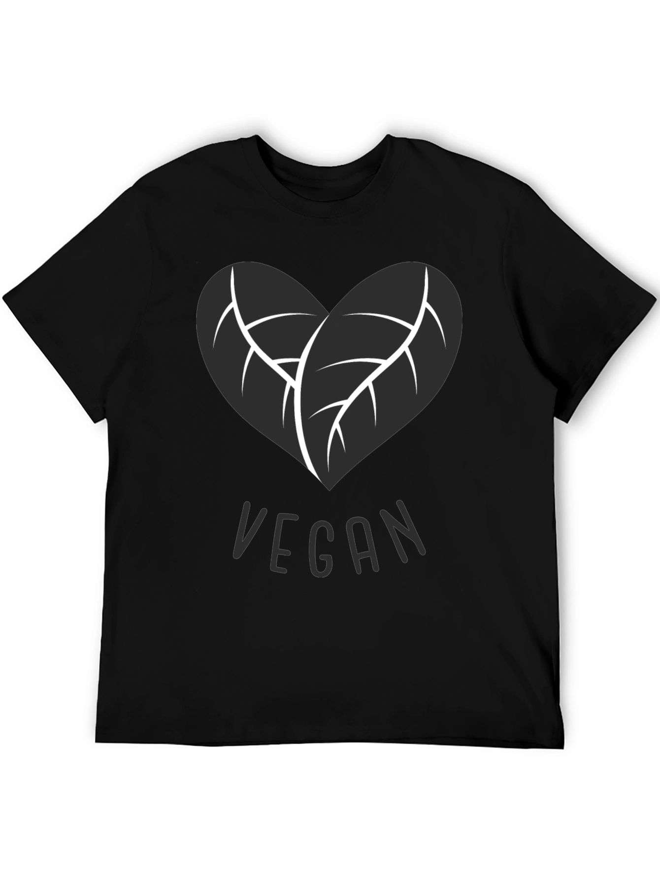Vegan Heart Leaf T-Shirt - Black