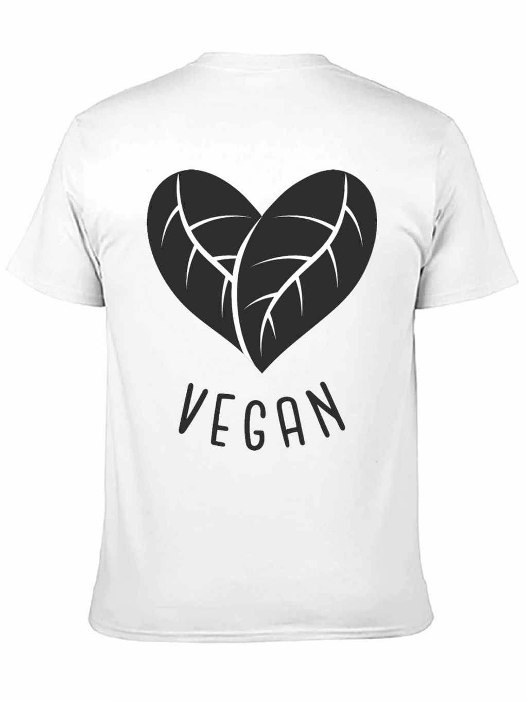 Vegan Heart Leaf T-Shirt - Black