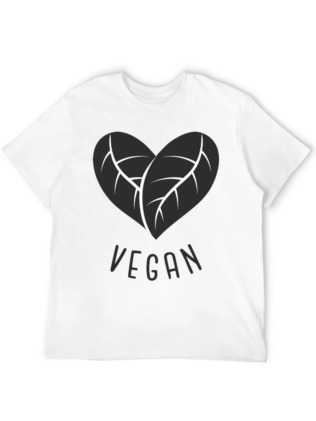 Vegan Heart Leaf T-Shirt - Black