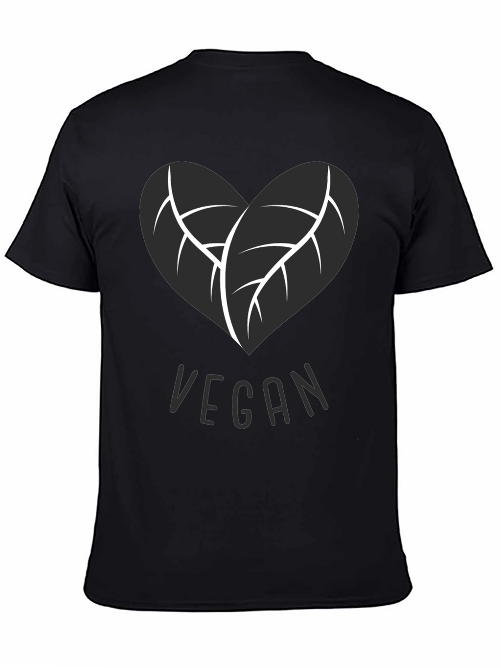 Vegan Heart Leaf T-Shirt - Black