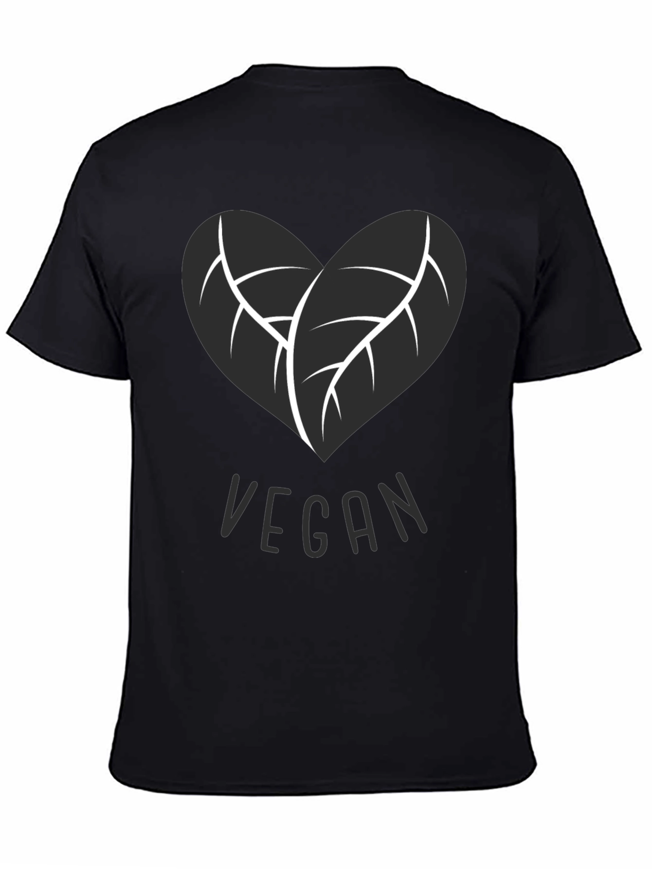 Vegan Heart Leaf T-Shirt - Black