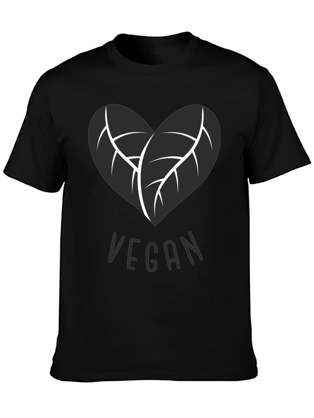 Vegan Heart Leaf T-Shirt - Black