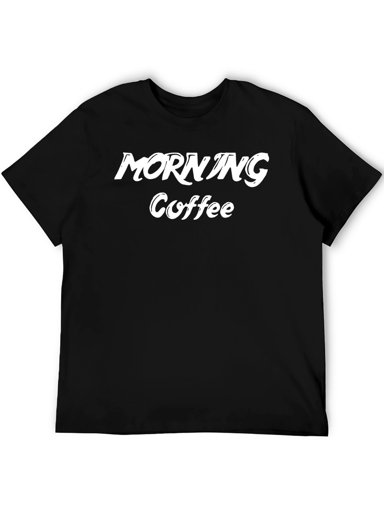 Morning Coffee Graphic Tee - Black Casual T-Shirt
